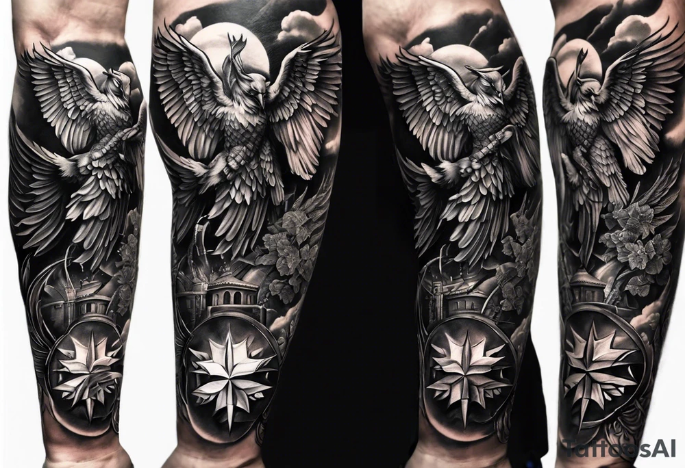 st Micheal tattoo on the outside of the forearm tattoo idea