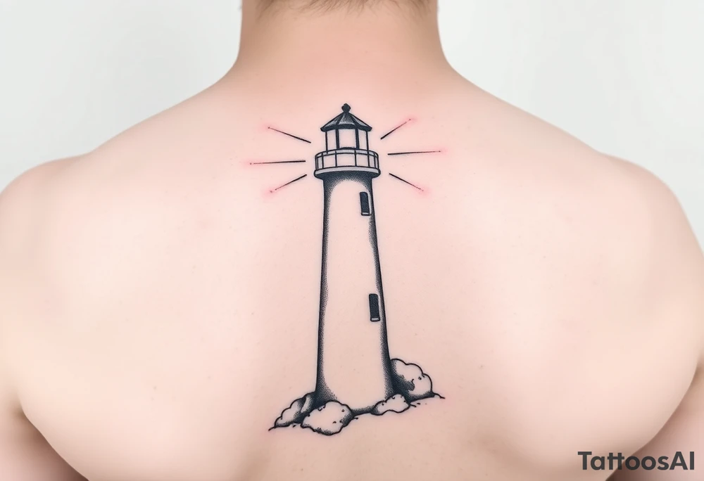 Simple lighthouse with pops tattoo idea