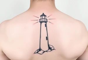 Simple lighthouse with pops tattoo idea