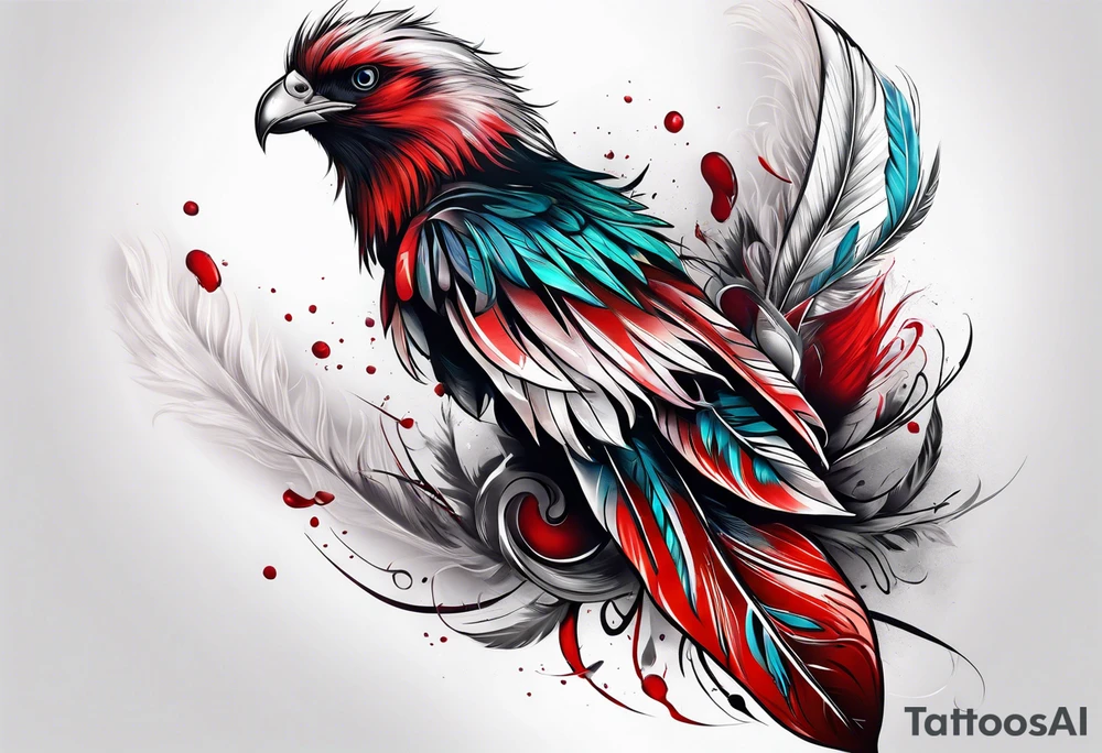Blood feather tattoo idea