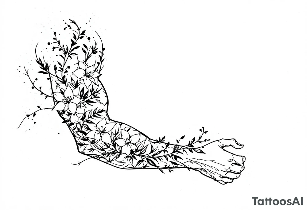 sleeve of holly and daffodils tattoo idea