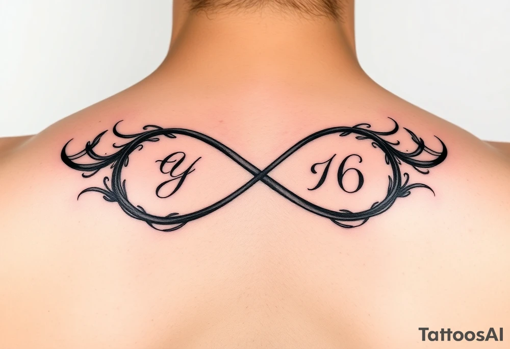 Infinity sign couple tattoos with initials in it tattoo idea