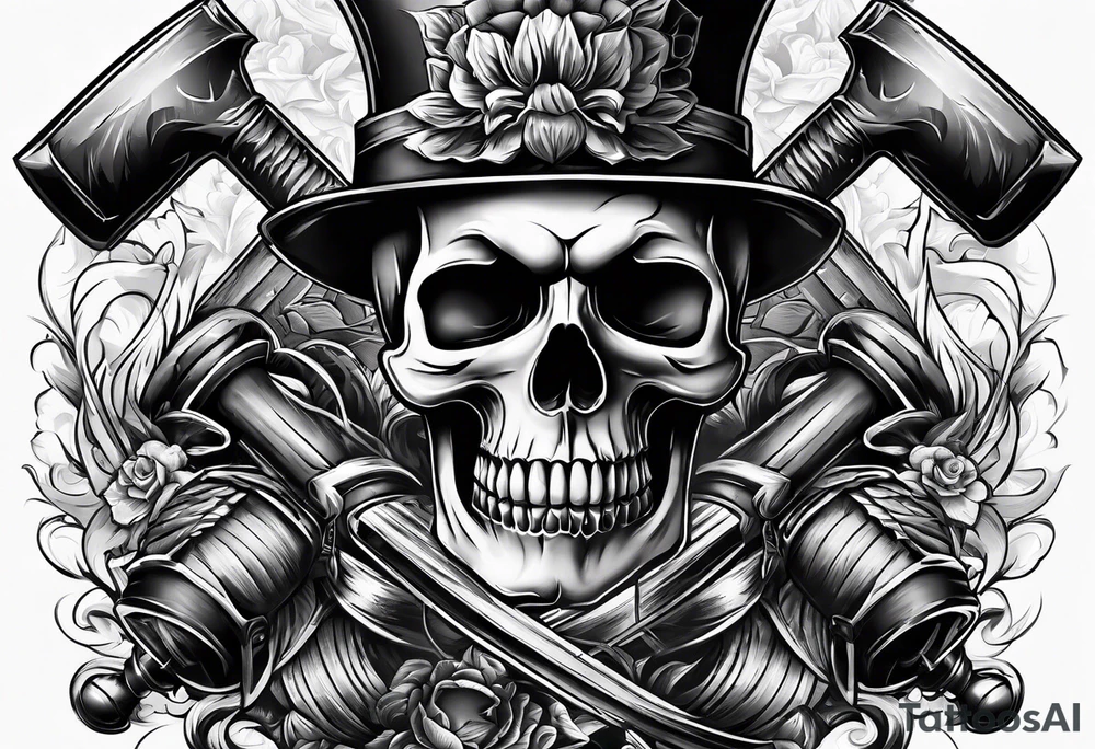 Skull and crossedsledge hammers tattoo idea