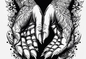 human hand with a bleeding hole through it tattoo idea