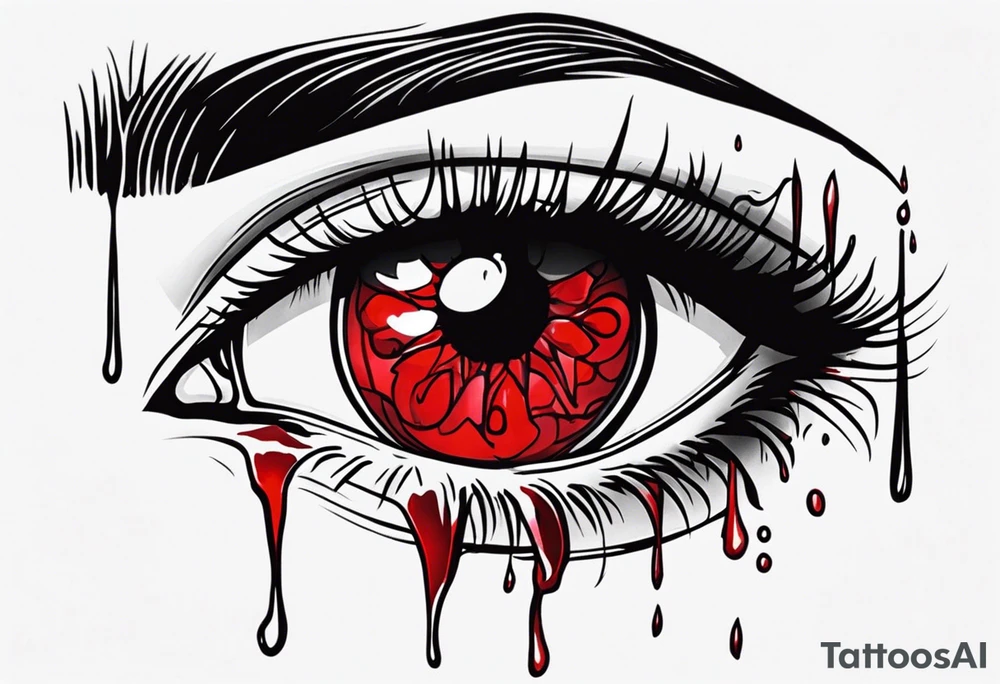 Bloody tears flow from eye tattoo design tattoo idea