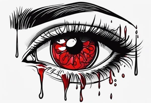 Bloody tears flow from eye tattoo design tattoo idea