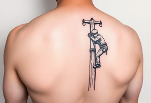power lineman climbing a wooden 12kv pole tattoo idea