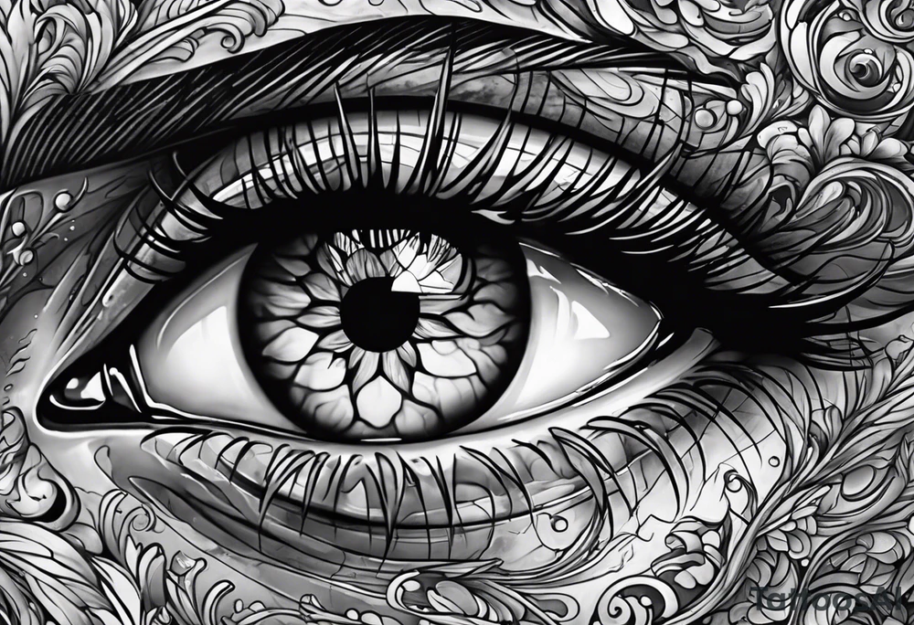 marble block with detailed eyes that are melting but sideways like gravity is acting on its side instead of its bottom tattoo idea