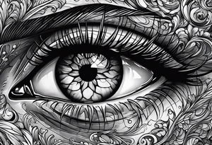 marble block with detailed eyes that are melting but sideways like gravity is acting on its side instead of its bottom tattoo idea