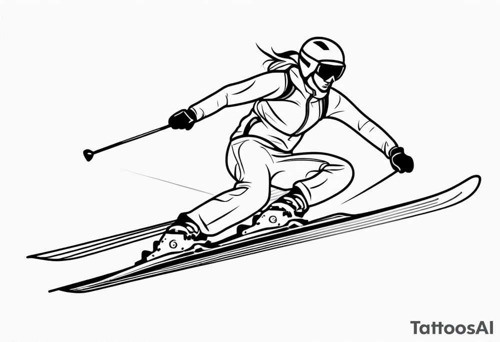 Skier in motion, single line tattoo idea