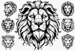 Roman ancient lion face statue tattoo idea