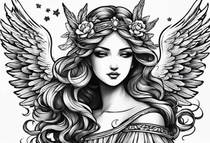 small angels with clouds in the background tattoo idea