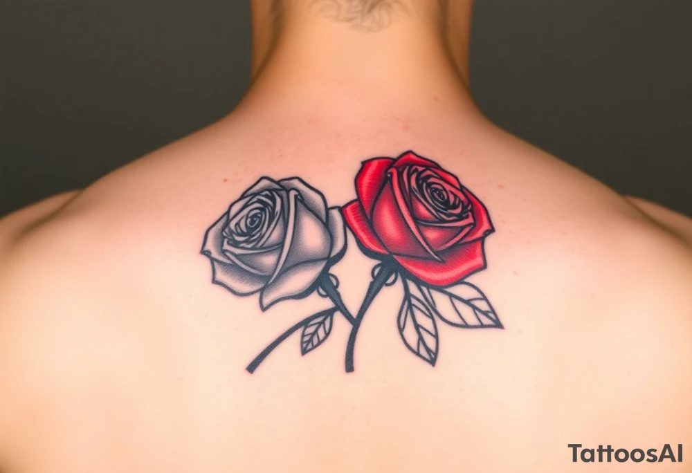 Two Rose Wrapped One Black One Red Tattoo tattoo idea