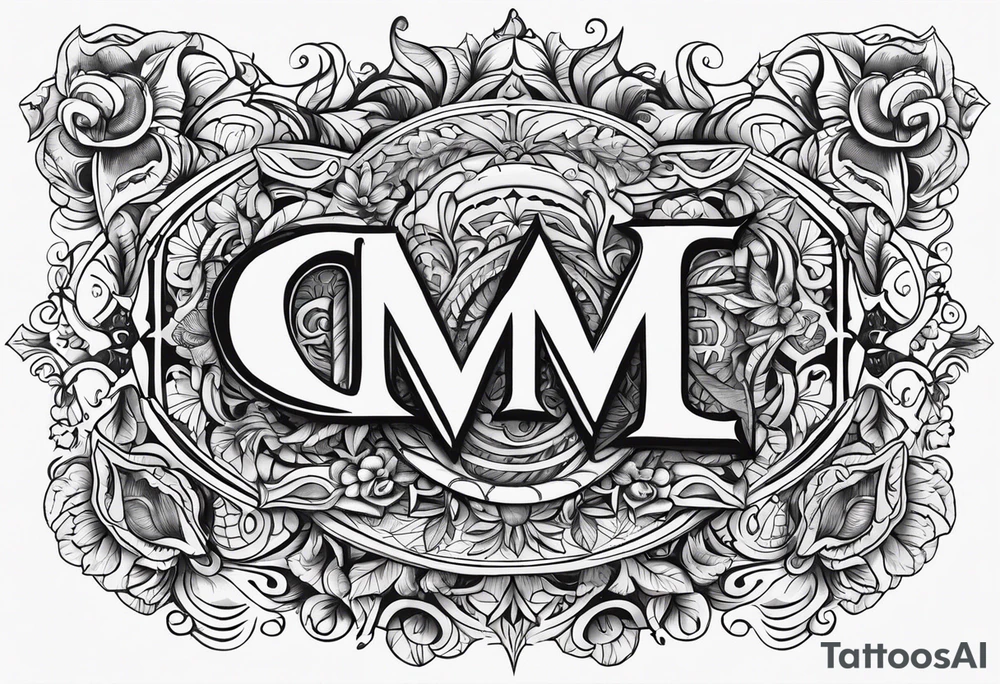 Use the following letter combinations in a decorative tatoo design: CM, AL, ER, and EG tattoo idea