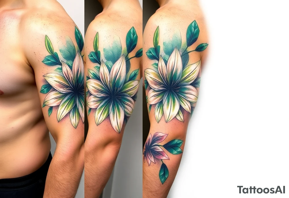 Lilies and emeralds tattoo idea