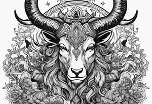 Devil with goat horns in a sea of souls tattoo idea