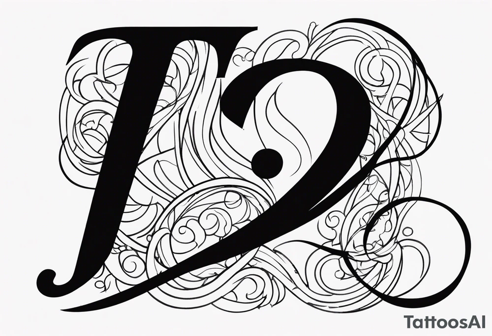 letters  P and I interwoven tattoo art script tattoo idea