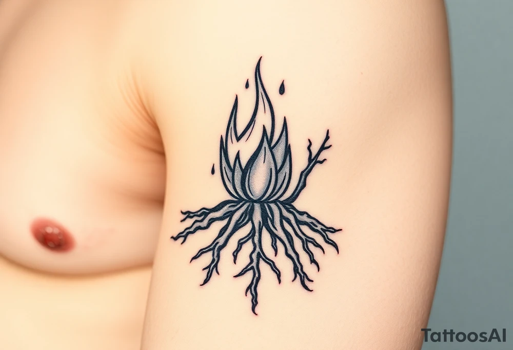 fire in a prison of roots tattoo idea