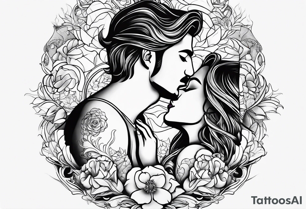 Couple sexy kisses tattoo idea