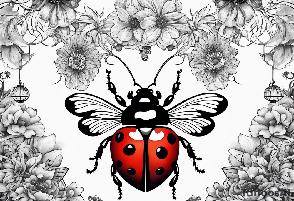 combination of a ladybug, the letter ‘s’, a jellyfish and a swing tattoo idea