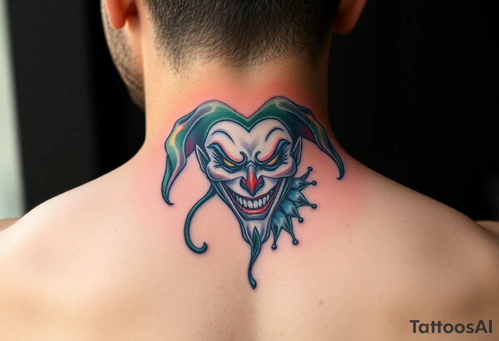 graphic 3d jester design tattoo idea