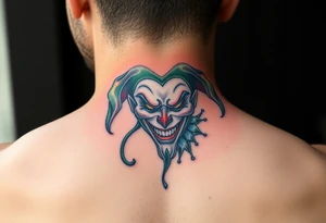 graphic 3d jester design tattoo idea