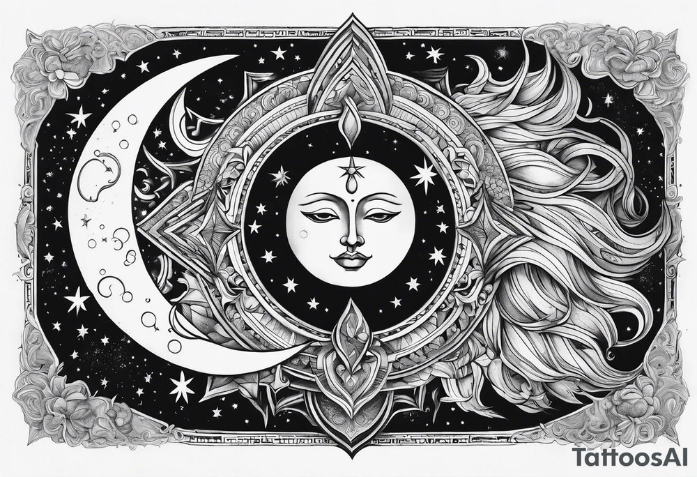 Moon and sun tattoo idea