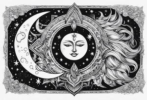 Moon and sun tattoo idea