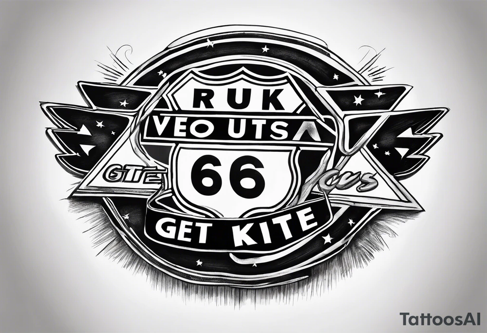 Sign Route 66, get your kicks tattoo idea