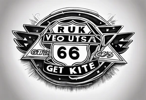 Sign Route 66, get your kicks tattoo idea