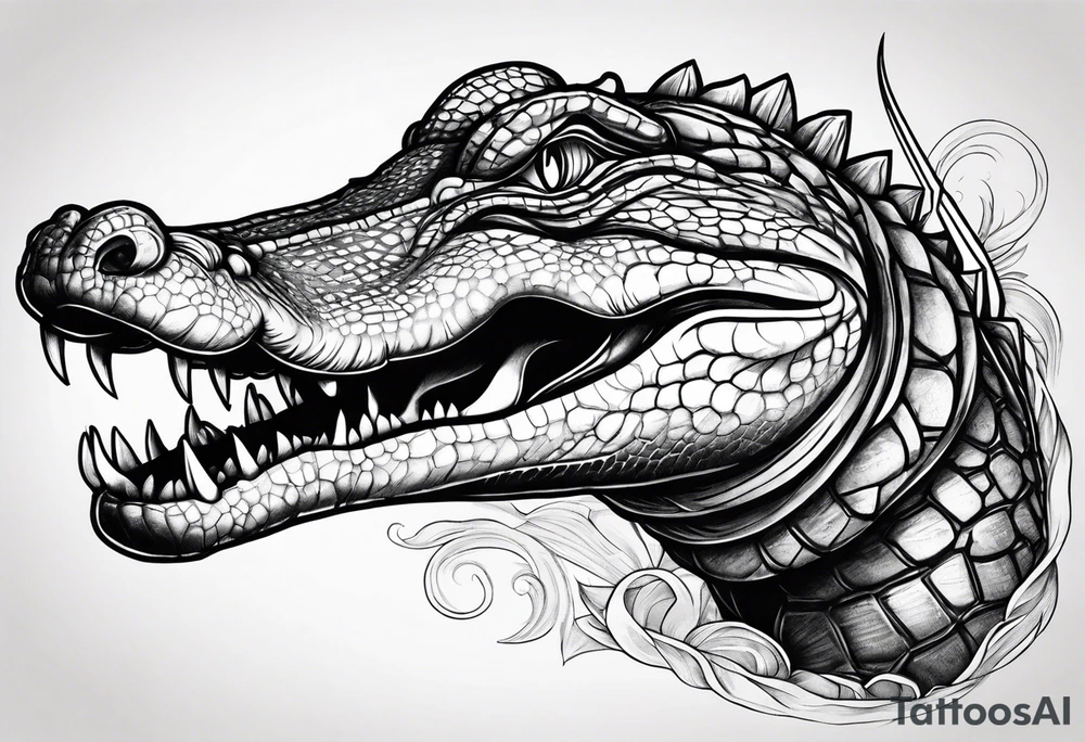 Alligator wrapped around a dagger tattoo idea