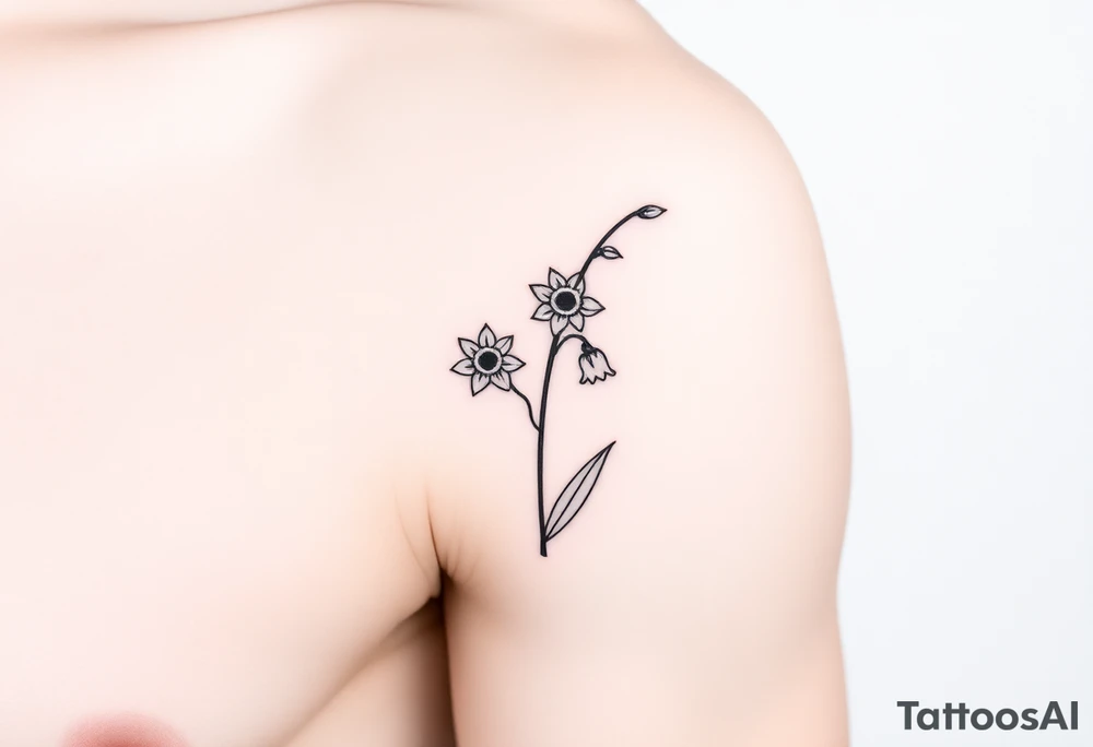 daffodils, Lily of the valley, larkspur tattoo idea