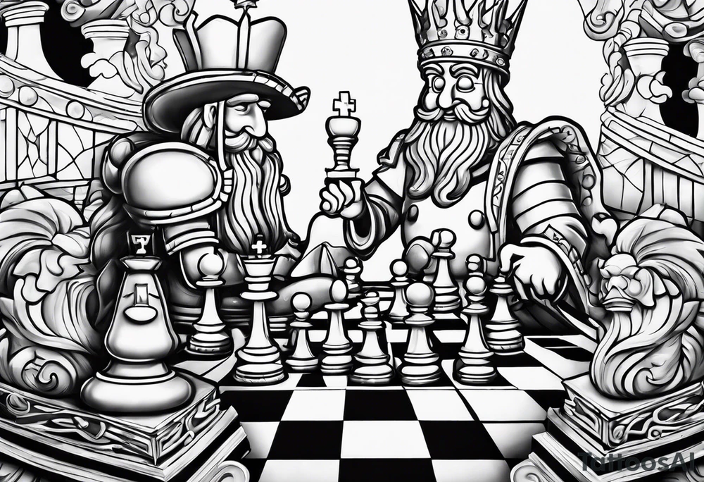 SpongeBob playing chess against Marcus Aurelius tattoo idea SpongeBob playing chess against Marcus Aurelius tattoo idea