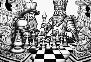 SpongeBob playing chess against Marcus Aurelius tattoo idea