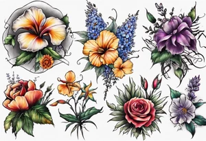 garden valley with flowers tattoo idea