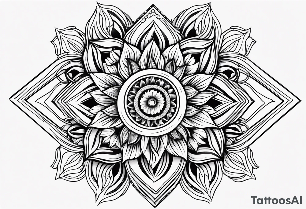 sun flower diamond fire tattoo idea