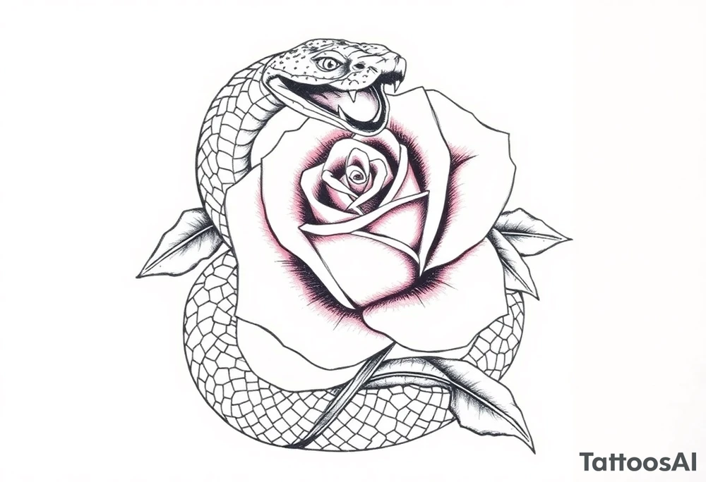 Snake wrapped around a rose tattoo idea