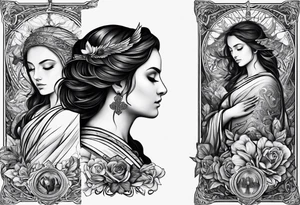 idea of pain for glory in life, discipline and catholic religion. Tattoo on the back. love to animals tattoo idea