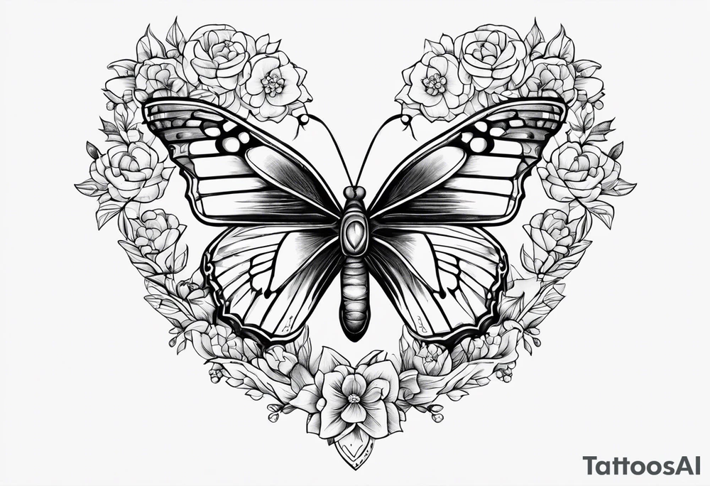 Gerbara butterfly paws forget me not heart tattoo idea