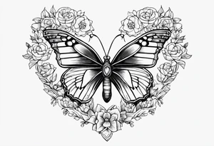 Gerbara butterfly paws forget me not heart tattoo idea