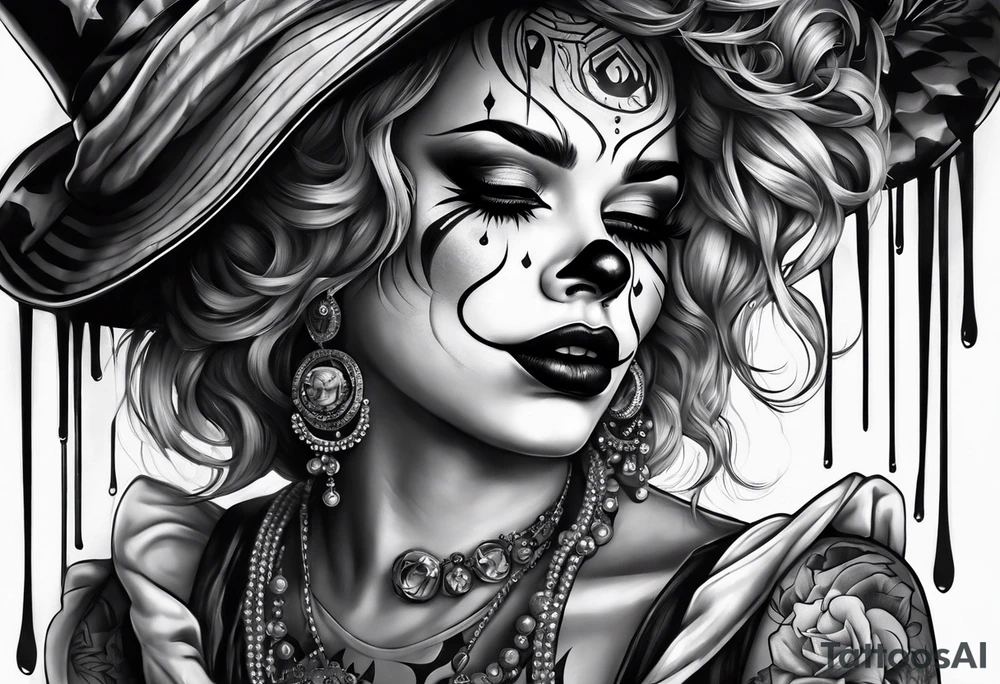 Girl clown crying tattoo idea