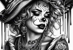 Girl clown crying tattoo idea
