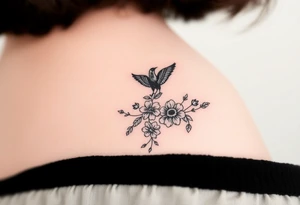 crows with flowers down my spine tattoo idea