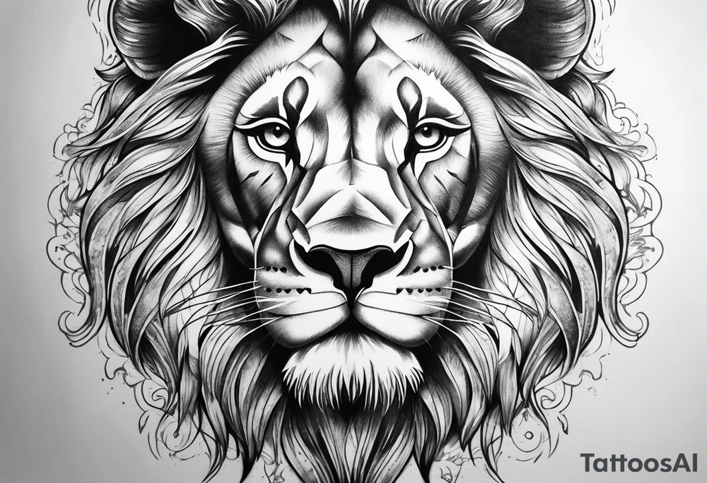 Lion face thigh tattoo tattoo idea