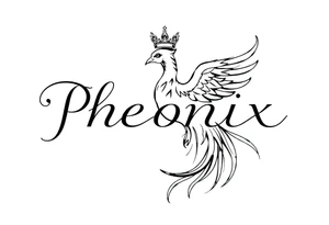 Pheonix wearing a crown with flowy long tail tattoo idea