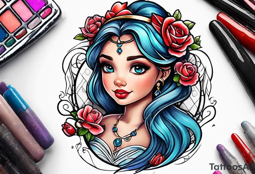girl toddler made into a disney princess tattoo idea