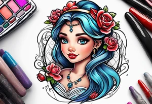 girl toddler made into a disney princess tattoo idea
