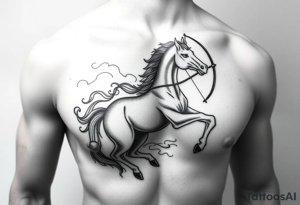 chest japan theme horse and archery tattoo idea