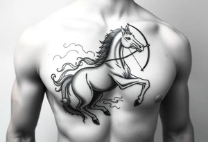 chest japan theme horse and archery tattoo idea