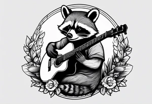 racoon playing guitar tattoo idea